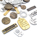 100g (About 30-45 Pieces) Mixed Inspiration Words Alloy Charms Antique Silver Pendant for Jewelry Making Crafting Necklace Bracelet DIY