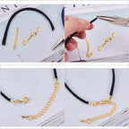 20pcs Golden Lobster Claw Clasps with Cord Ends Metal Leather Cord End Caps Fold Over Crimp End Tips Connector with a Plastic Box for DIY Necklace Bracelets Jewelry Making
