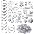 259pcs Metal Words Charms Inspirational Charms Jewelry Charm Pendants with Open Jump Rings Key Rings for DIY Jewelry Making Crafts Supplies