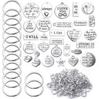 259pcs Metal Words Charms Inspirational Charms Jewelry Charm Pendants with Open Jump Rings Key Rings for DIY Jewelry Making Crafts Supplies