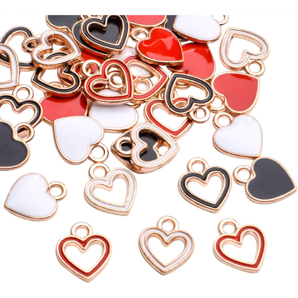 Heart Shape Charms, 36Pcs Enamel Heart Shape Pendants Alloy Heart Charms Bulk for DIY Necklace Bracelet Earrings Craft Making