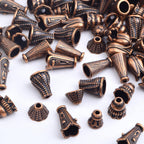 100 Gram (About 110-150pcs) Mixed Styles Bead Caps Vintage Alloy Flower Spacer Beads Tassel Cone Bead Caps Accessories for DIY Bracelet Necklace Jewelry Making, Antique Copper