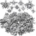 100g (30-60pcs) Antique Silver Mixed Honey Bee Charm Pendants Alloy Bee Pendant Flying Insect Charms Craft Supplies for DIY Necklace Bracelet Jewelry Making