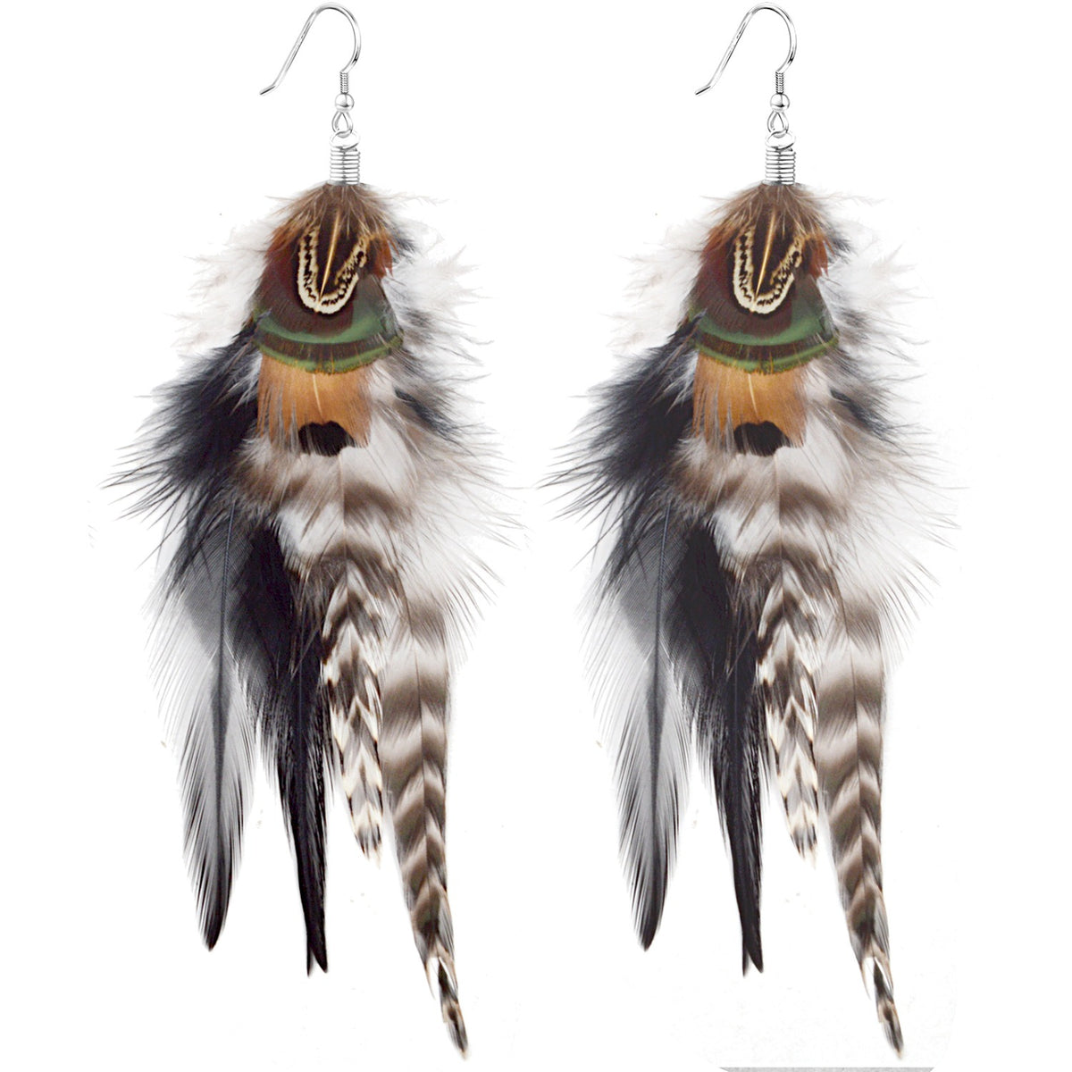 Bohemian Long Feather Earrings for Women Handmade Tassel Dangle Earrings Handmade Feathers Statement Dangling Earring Hooks for Women Ladies Wedding Party Jewelry Gifts
