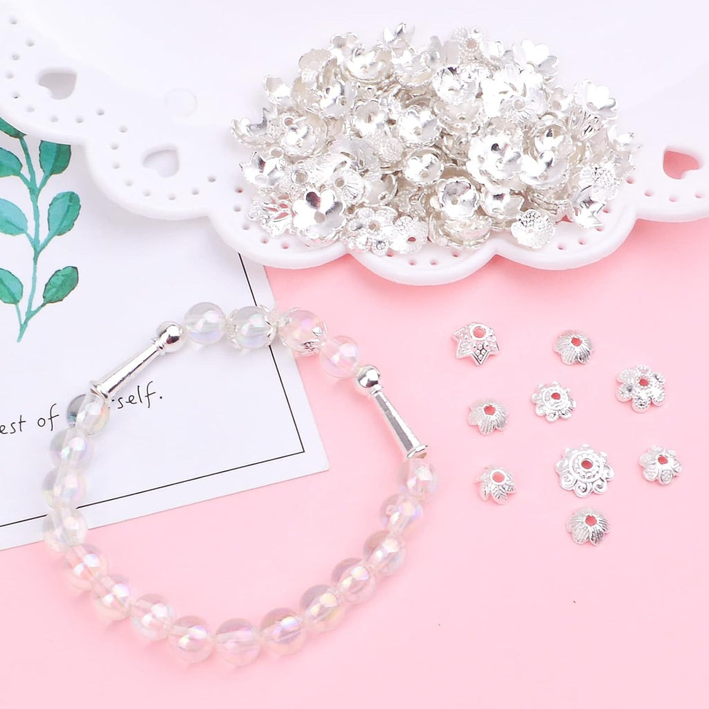 120g Bead Caps with A Clear Storage Box, Tibetan Gold Beads Spacers Jewelry Findings Accessories for Jewelry Making 300-350 Pieces