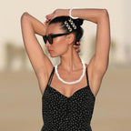White Puka Shell Necklace Hawaiian Seashell Beach Surfer Choker Adjustable Handmade Beaded Summer Pooka Shells Clam Chips Necklace Bracelet Jewelry Set for Adult Teens Men Women