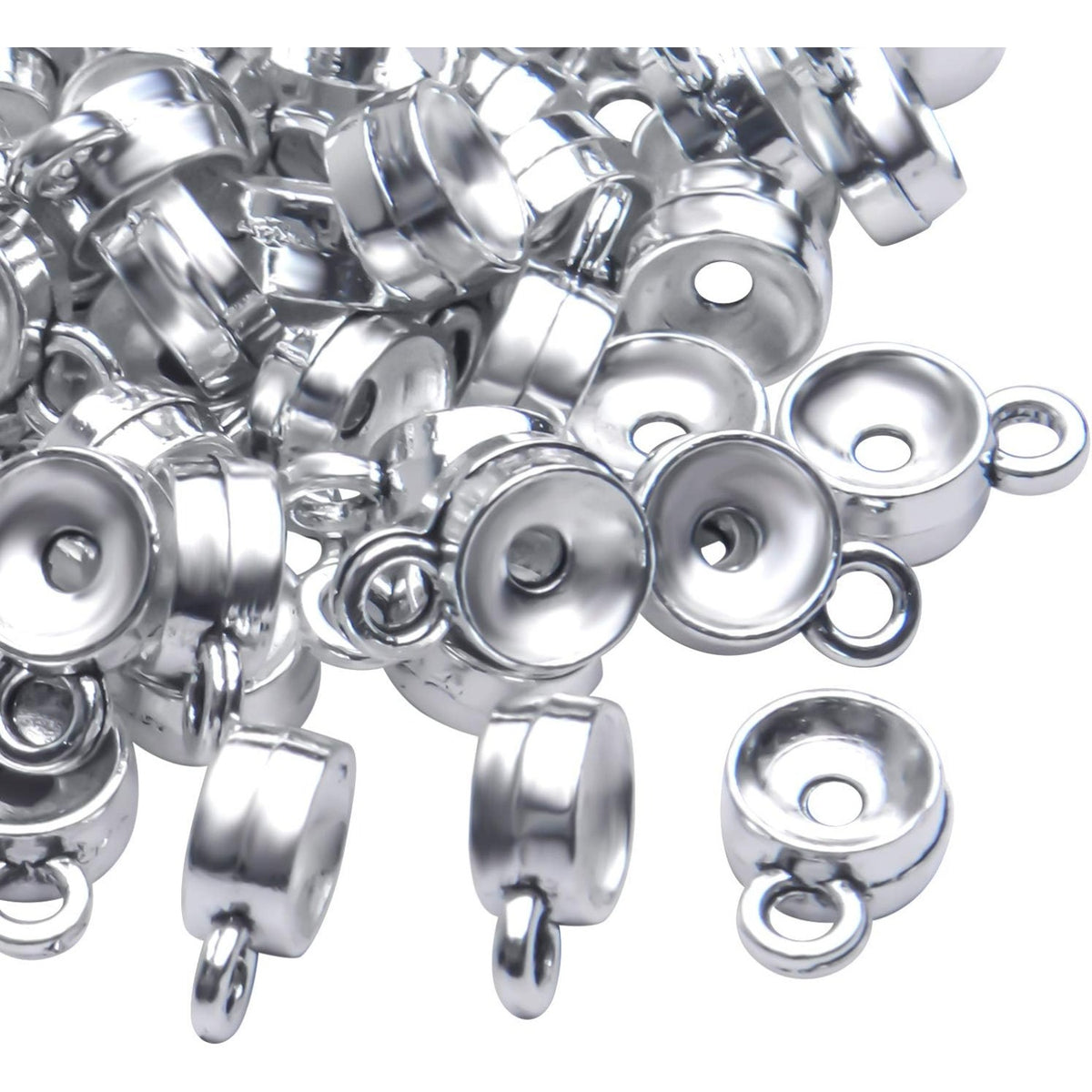 100pcs Tibetan Antique Silver Connectors Bails Beads Column Bail Beads Dangle Hanger Tube Bead with Loop for European Charm Bracelet Pendants Jewelry Making