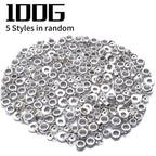 100g (About 100-150pcs) Tibetan Silver Bail Beads Jewelry Connector Bails Beads for Necklace Bracelet Jewelry Making,5 Styles