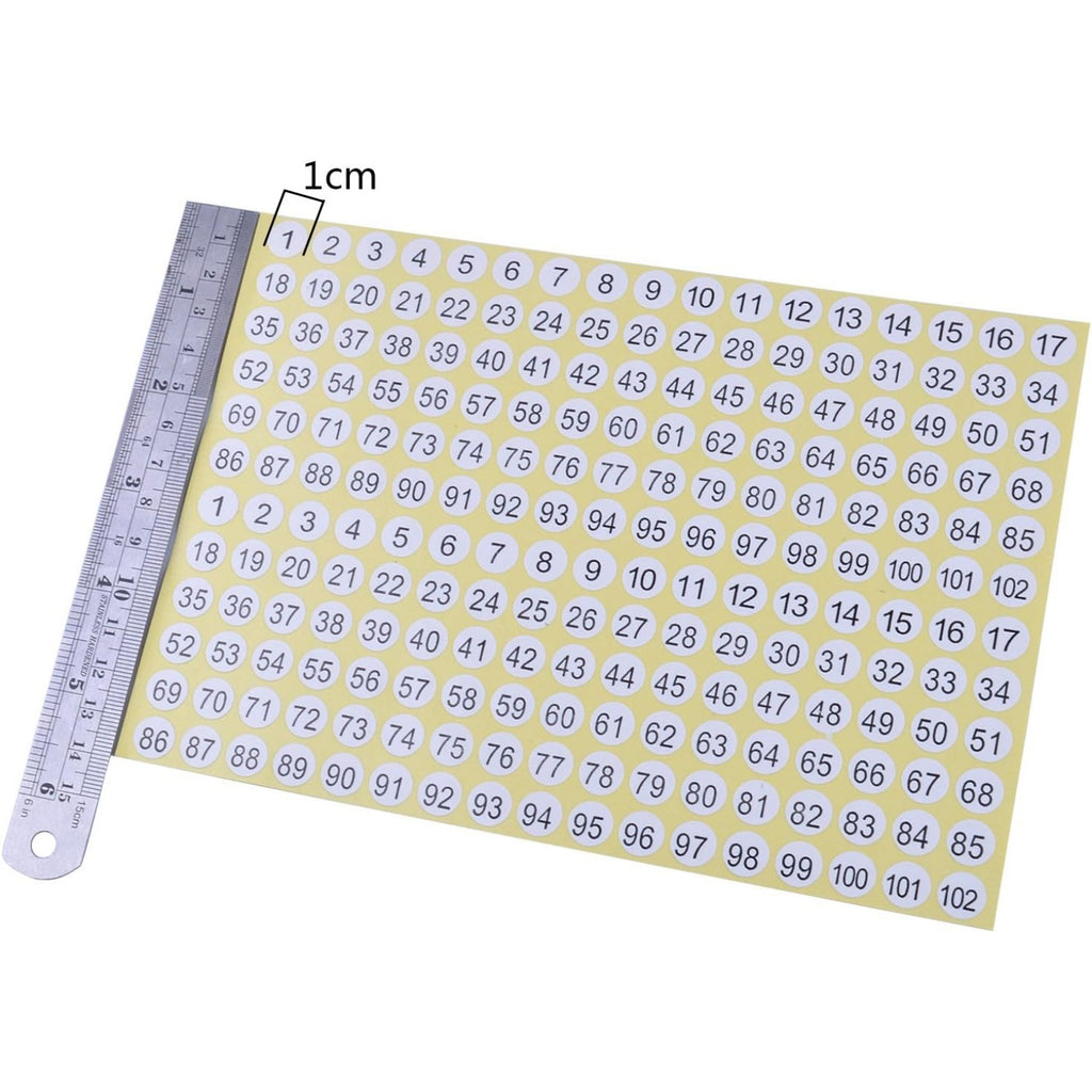 Number Stickers 1 to 102 Round Self Adhesive Stickers Label Inventory Storage Stickers, 3060 Stickers/15 Sheets