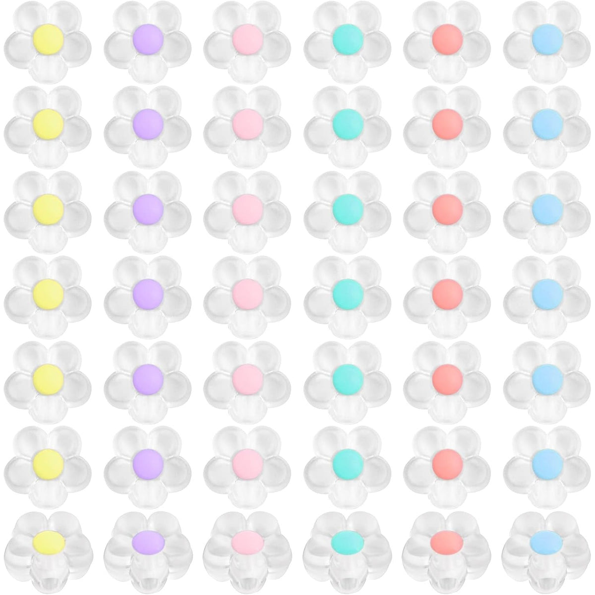 200pcs Acrylic Flower Beads Frosted Mixed Colors Plum Blossom Spacer Beads Transparent Loose Craft Bead Caps for DIY Jewelry Making Decoration Hair Accessories