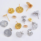 24pcs 3 Sizes Textured Blank Flat Round Stud Earring Findings Stainless Steel Earring Posts with Loop and 24pcs Butterfly Earring Backs for DIY Jewelry Making, 2 Colors