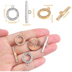10 Sets Round Metal Toggle Clasps Bracelet Closure Fastener Buckle OT End Clasps T-Bar Connectors and Ring Clasps with Rhinestone for DIY Craft Necklace Jewelry Making, 2 Colors