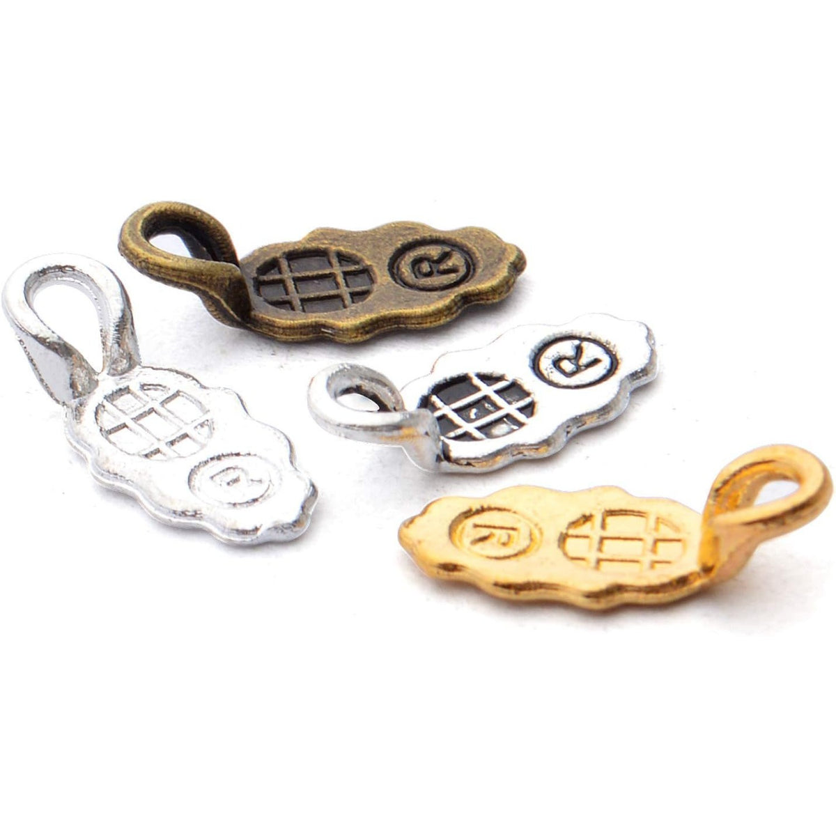 100pcs 4 Colors Tibetan Style Alloy Leaf Shape Glue on Pendant Bails Charms Connector Hanger for Earring Necklace Jewelry Crafts Making Supplies, 13×6×2mm