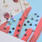 100pcs Cute Heart Shape Spacer Beads Alloy Heart Loose Charm Beads Handmade Accessories for DIY Necklace Earrings Jewelry Making Valentine's Day Gift, Gun Black