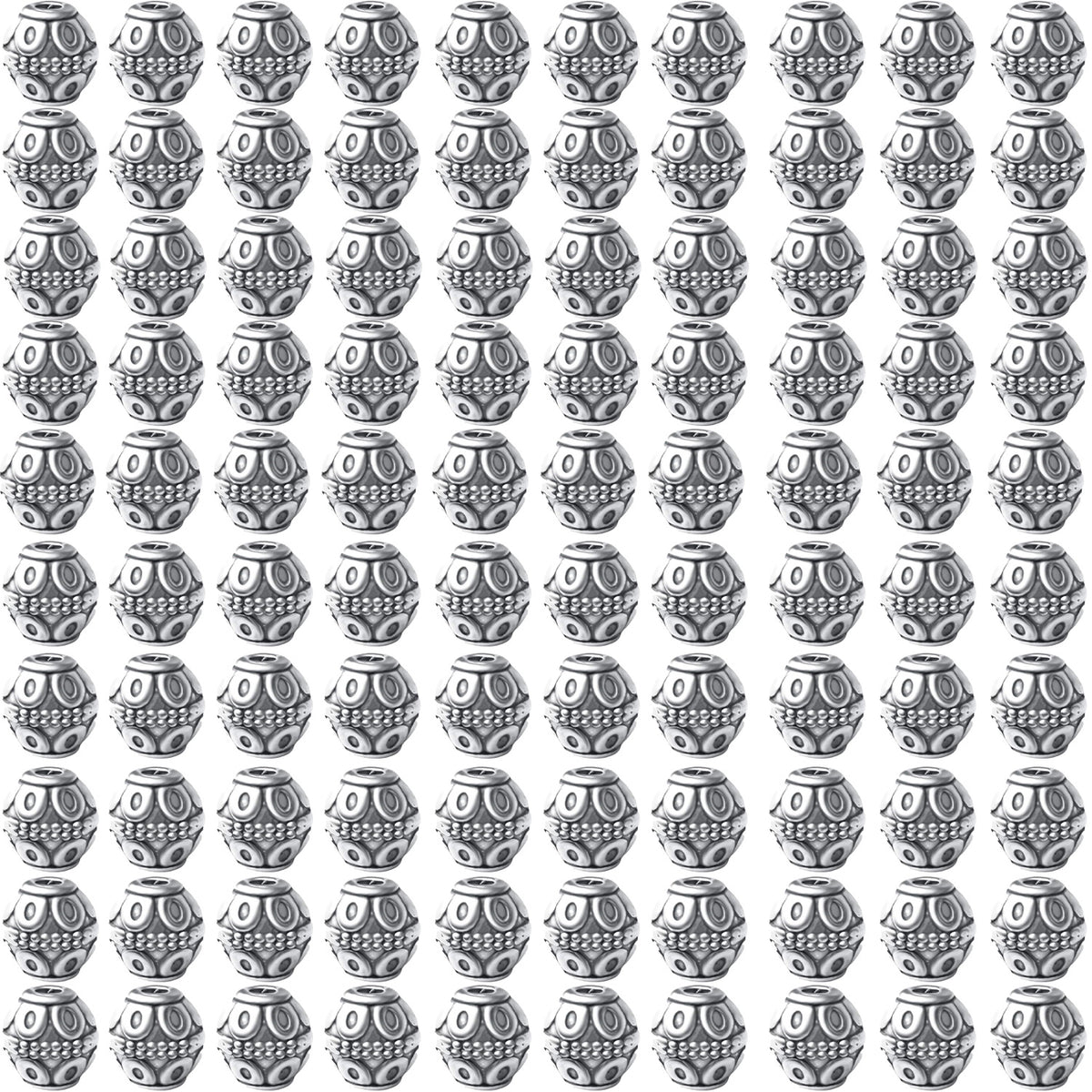 100pcs 8mm Tibetan Alloy Beads Spacers European Style Bicone Beads Oval Loose Spacers Jewelry Bead Charms DIY for Necklace Earring Bracelet Jewelry Making Supplies