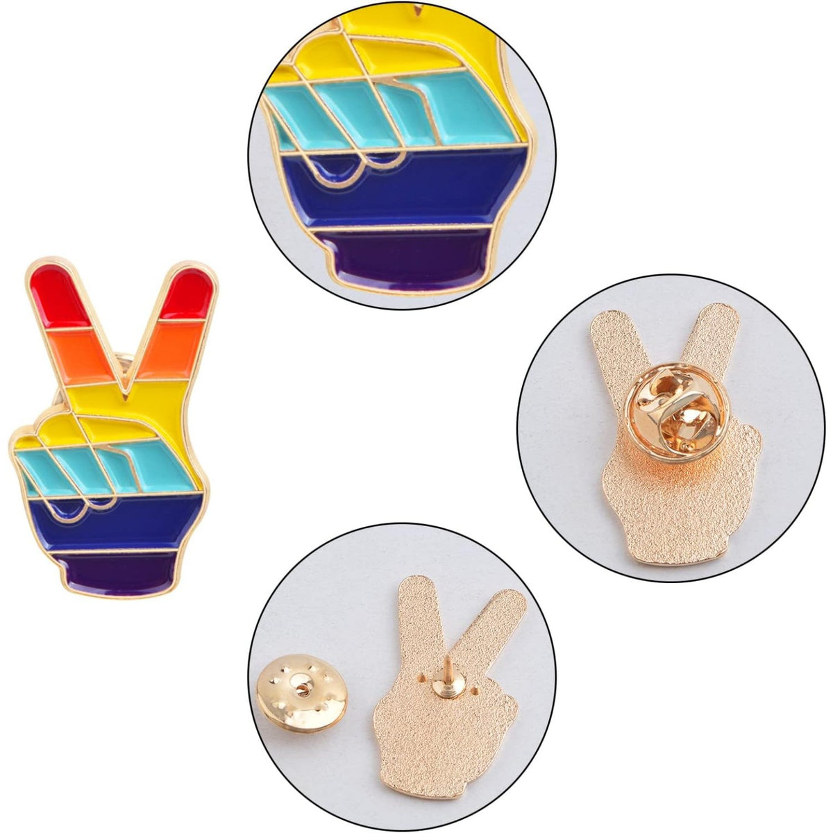 6pcs Pride Pins Rainbow Series Enamel Brooch Pins Mixed Heart Flag Gesture Shaped Button Badge Brooches Safety Pins for Backpacks Clothes Bags Decoration Gifts, 6 Styles