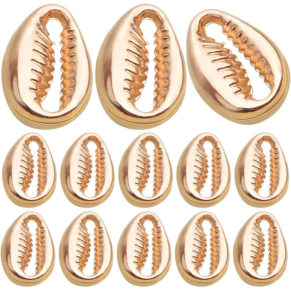 60pcs Golden Plated Seashells Tooth Pendant Charms Alloy Simulation Shell Teeth Bead Charms Accessories for DIY Bracelets Necklaces Crafts Jewelry Making