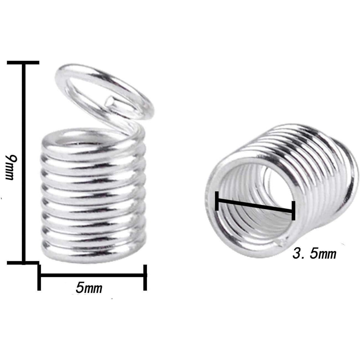 150pcs Antiqued Brass Silver Crimp Fasteners Leather Cord Ends Caps Necklace Clasp Jewelry Parts 9x5mm