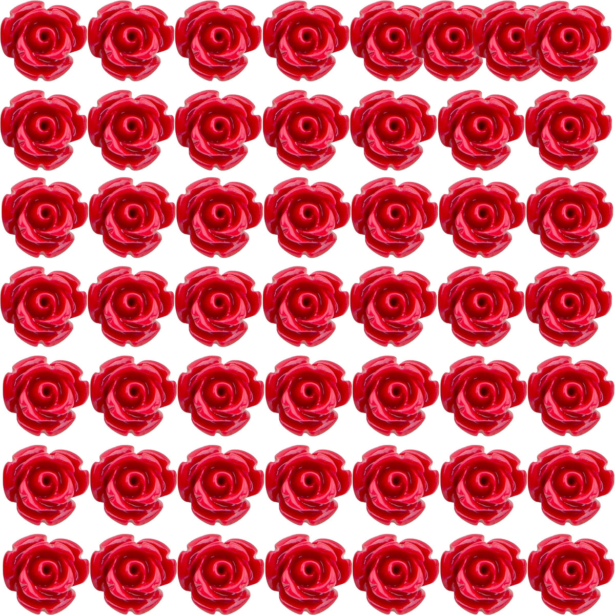 50pcs 8 mm Rose Flower Beads Lovely Coral Roseflower Beads Flower Shape Loose Beads for DIY Earrings Jewelry Making Craft Decor, 5 Colors
