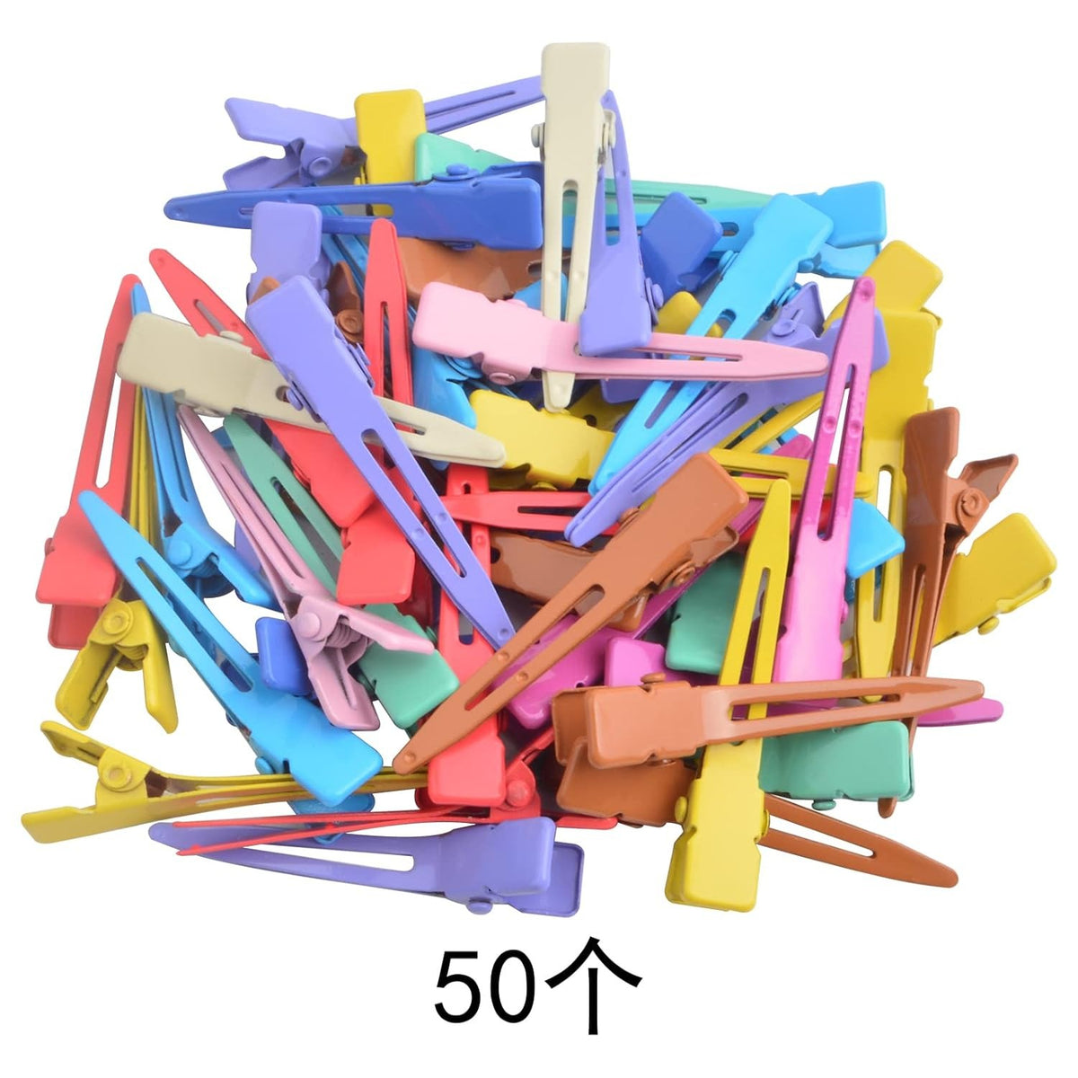 50pcs 4.5 cm Single Prong Curl Clips Metal Alligator Duckbill Hair Pins Clips Hair Accessories for Girls Women Hair Styling Extension Hair Coloring, Mixed Colors