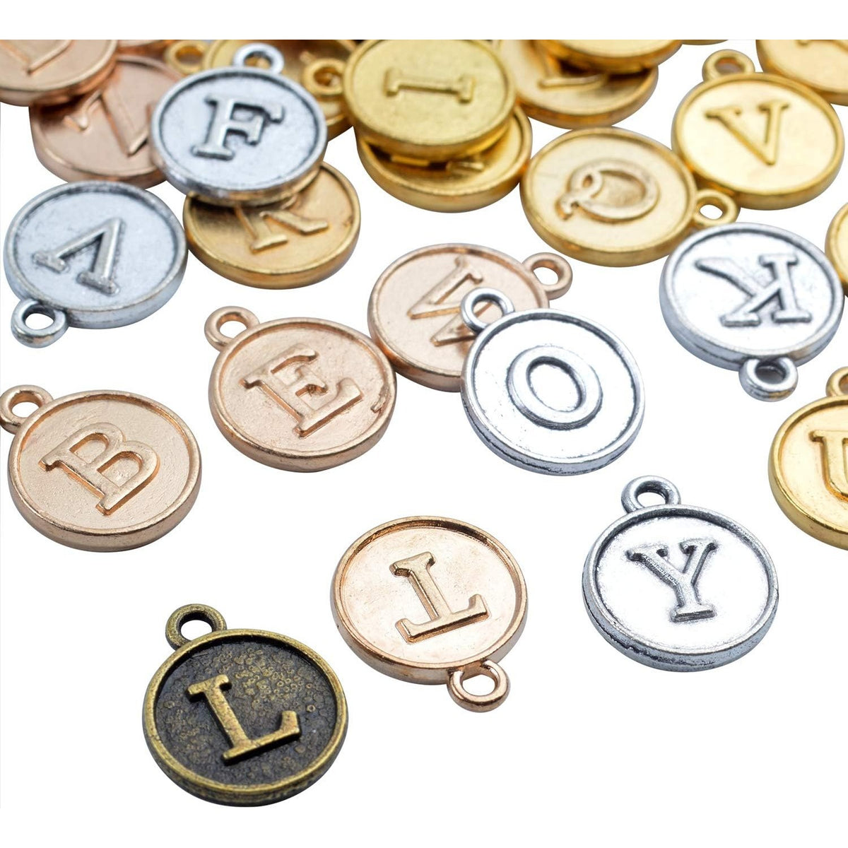 4 Sets(104 pcs) Alloy A-Z Initial Alphabet Letter Mixed Charms Pendants for DIY Jewelry Making,Bracelet and Crafting