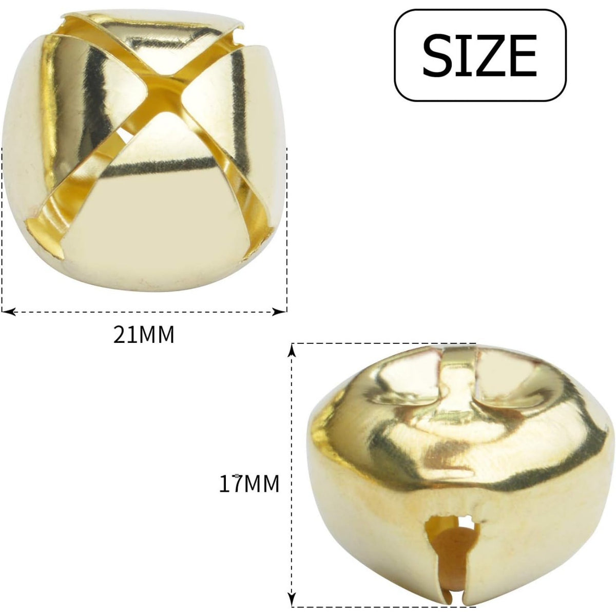 50pcs Jingle Bells, 1 Inch Craft Bells Bulk DIY Bells for Christmas Festival Decoration Home Decoration,Gold