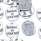 Inspirational Words Charm, 30pcs Inspirational Message Pendant believe in yourself Charms Beads Craft Supplies for Jewelry Making