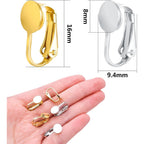 20pcs Clip-on Earring Converters Brass Round Flat Back Tray Earring Clips Components with Silicon Earring Pads for DIY Earrings Design Jewelry Making Findings, Gold and Silver
