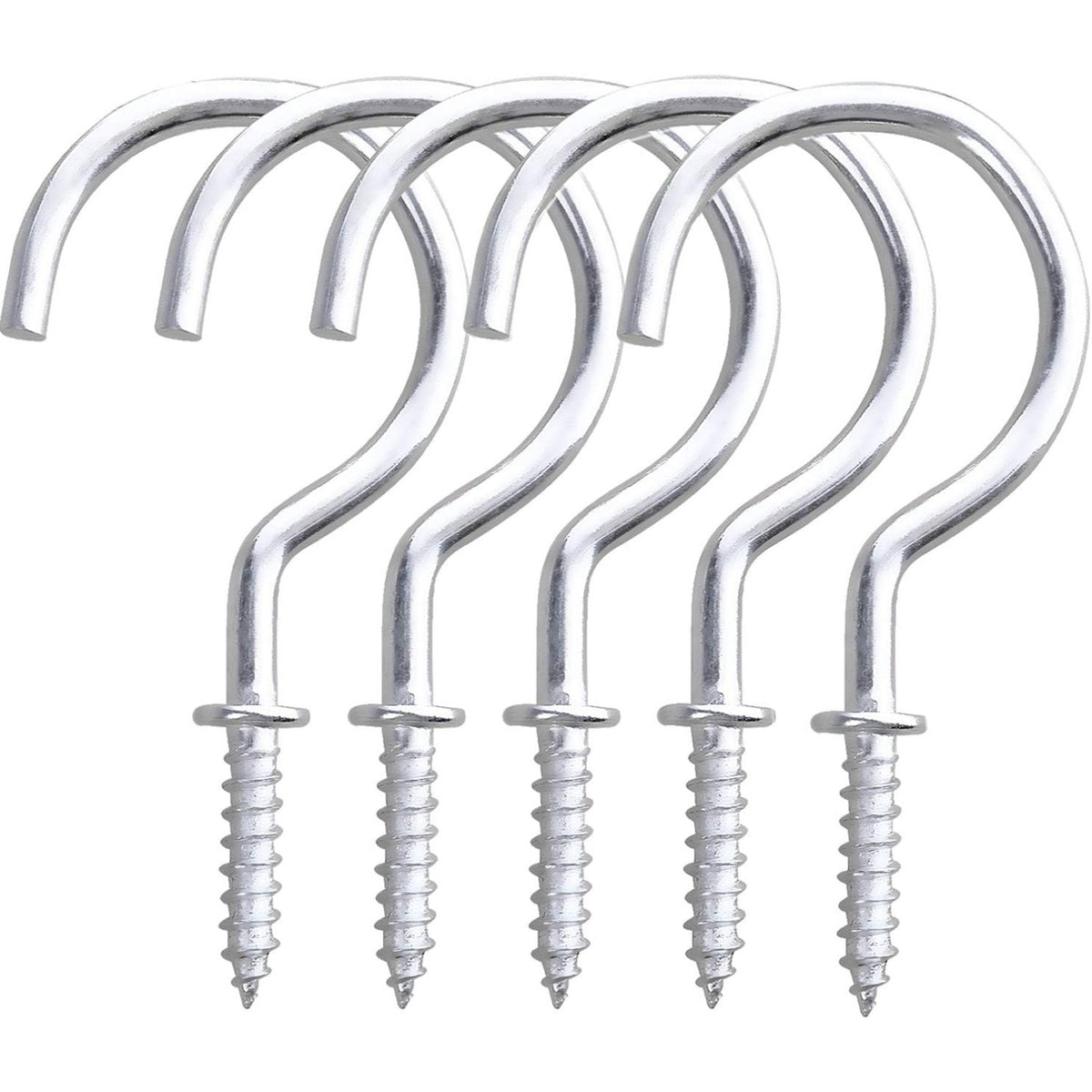 20Pcs 2.8 inches Silver Metal Cup Hooks Round End Ceiling Wall Hooks for Hanging Plants, Lights, Curtains, Kitchen Towels