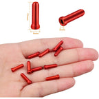 100pcs Aluminum Alloy Bike Cable End Caps, Red, 12mm, with Box for Road & Mountain Bikes