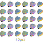 30pcs Alloy Heart Shape Spacer Beads Small Shiny Heart Love Loose Beads Handmade Accessories for DIY Bracelet Necklace Earrings Jewelry Making Valentine's Day, Rainbow Color