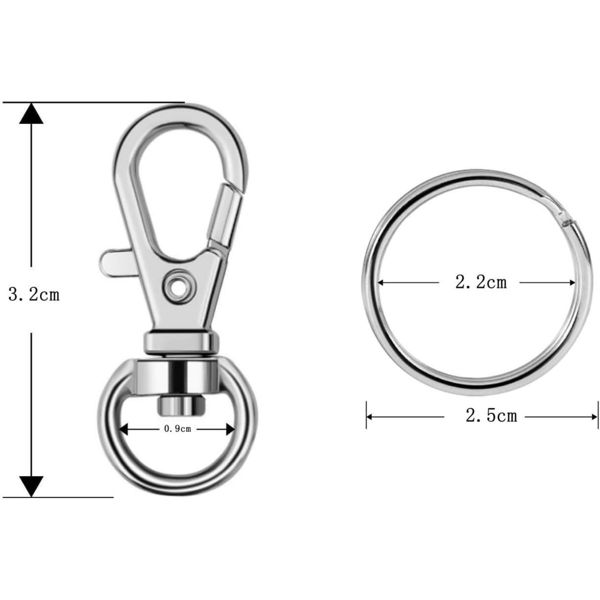 60 Pieces Metal Swivel Lanyard Snap Hook with Key Rings(Small Size)