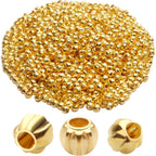 1000pcs 3mm Golden Metal Round Spacer Beads, Loose Beads for DIY Crafts, Bracelet, Necklace, Jewellery Making