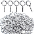 Eye Pin Screws, 100pcs Silver Small Screws Eyes Metal Eye Hooks Screws Eyes Lag Thread Eyebolt Small Eye Pin Screws for DIY Crafts Jewelry Findings Arts Projects, 22x11mm
