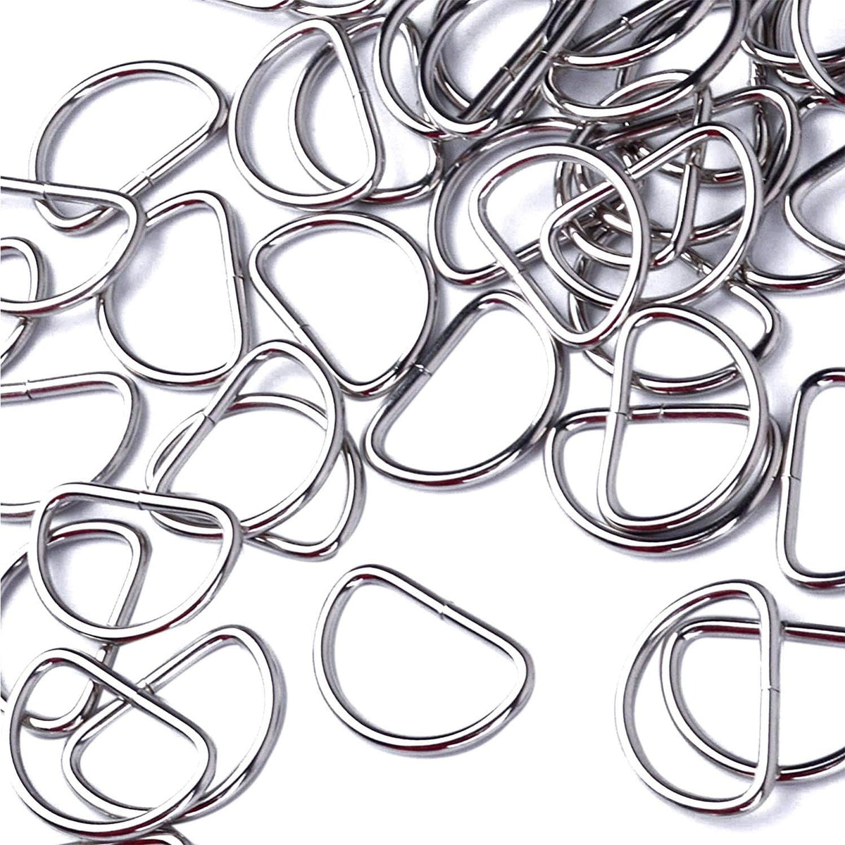 BronaGrand Pack of 100 Metal Nickel Plated D Ring (3/4 inch)