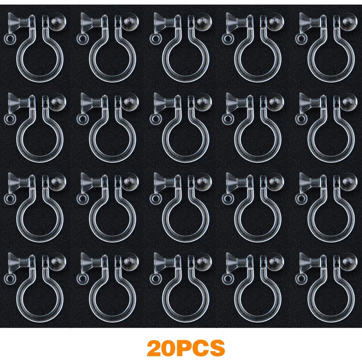 20pcs Resin Clip-on Earring Converter Component Clear Plastic Earring Clips Findings Fit 3mm Rhinestone for Non-Pierced Ears DIY Earring Making, 11x9.5mm