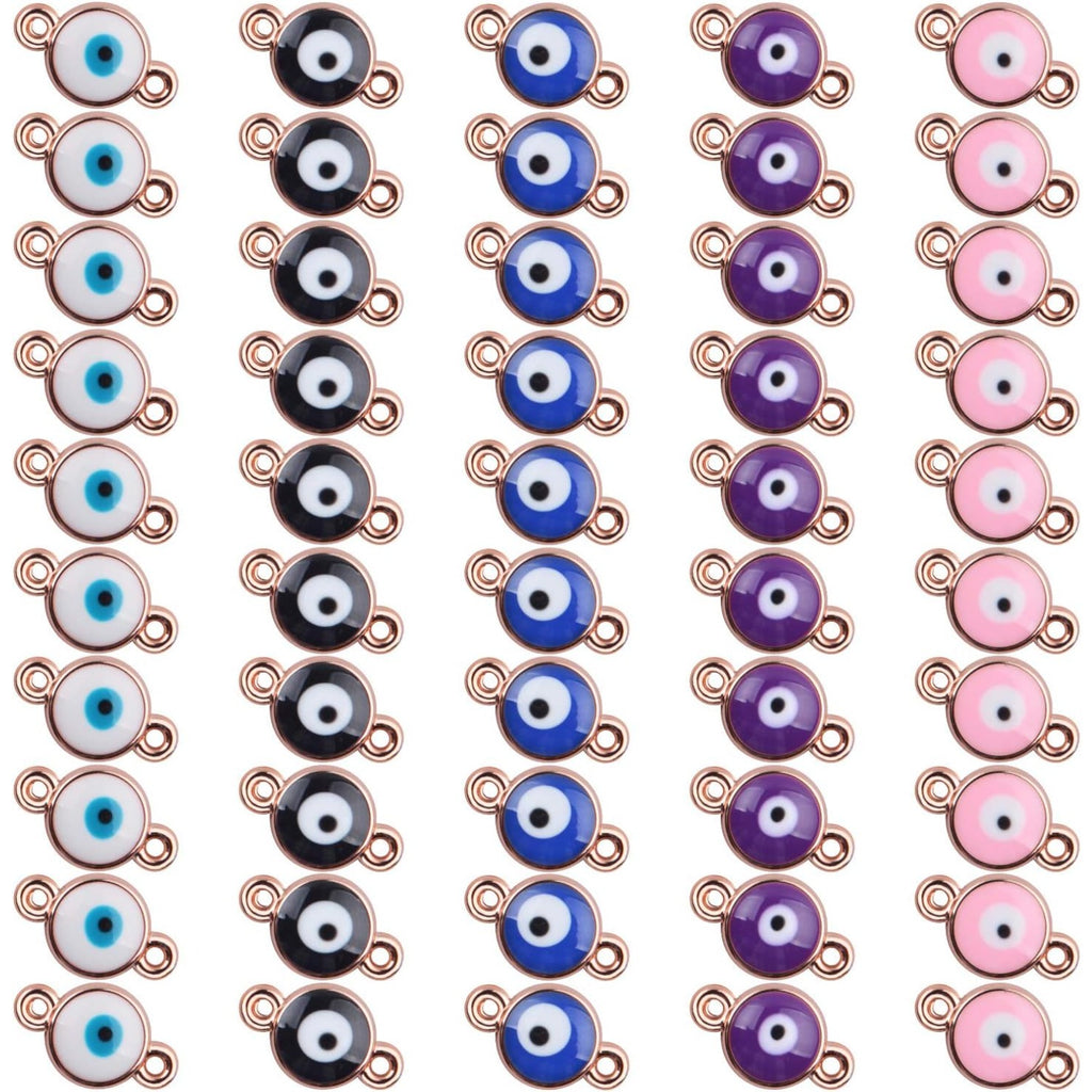 50pcs Evil Eye Connectors Pendants Bracelet Connector Bead Charms for Bracelet Necklace Crafts DIY