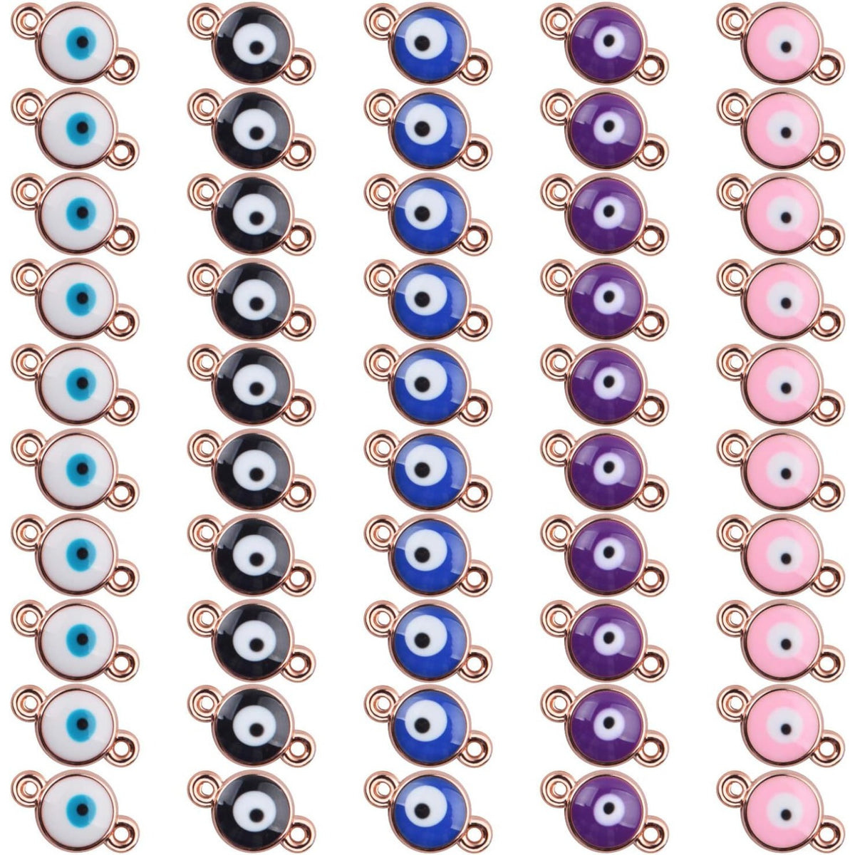 50pcs Evil Eye Connectors Pendants Bracelet Connector Bead Charms for Bracelet Necklace Crafts DIY