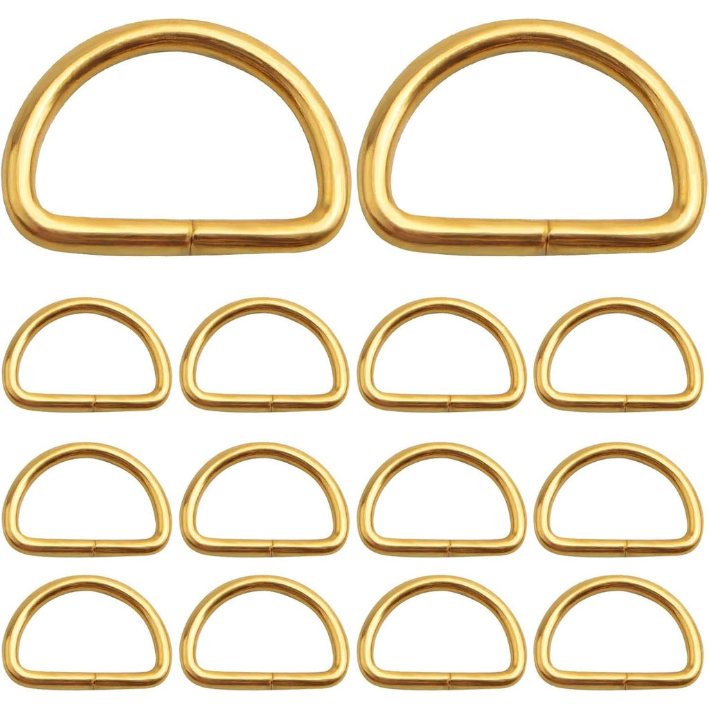 100pcs Metal Semi-Circular D Rings Multipurpose Half Round D Rings Loop Webbing Buckle Hardware Accessories for DIY Crafts Bags Clothing Backpack Belt Sewing, Golden