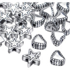 200pcs Alloy Antique Silver Star Heart Spacer Beads for DIY Handmade Charms Bracelets Necklace Accessories Jewelry Crafts Making