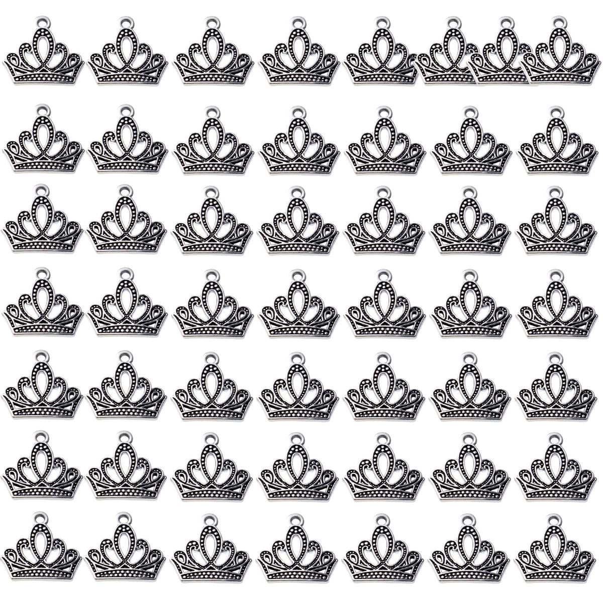 50pcs Crown Charms Pendants Alloy Vintage Charms King Crown Charm Jewelry Charms Pendant for DIY Necklace Bracelet Jewelry Crafts Making Accessories,5 Colors