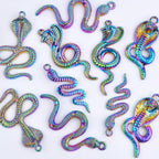10 Pieces Rainbow Color Snake Pendant Charms Alloy Animal Snake Shape Dangle Pendants Bulk for DIY Necklace Bracelet Jewelry Making Supplies, 5 Styles
