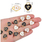48pcs (4 Sets) Heart Enamel 12 Constellations Charms Double Sided Zodiac Sign Dangle Pendants Craft Supplies for DIY Necklace Bracelet Earrings Jewelry Making, 2 Colors