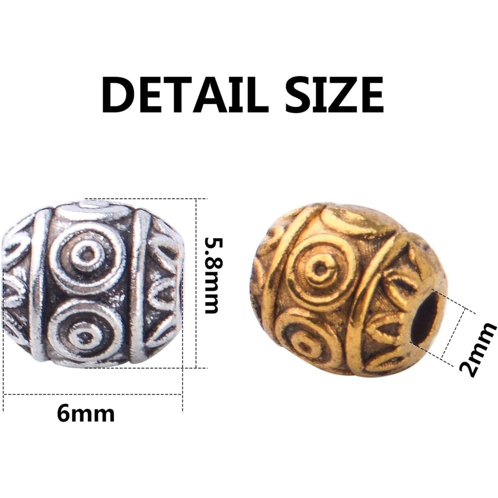 100pcs Barrel Spacer Beads Alloy Tibetan Beads Spacers Flower Spacer Bead Loose Beads Spacer Charm Beads for Jewelry DIY Bracelet Making and Crafting Accessory