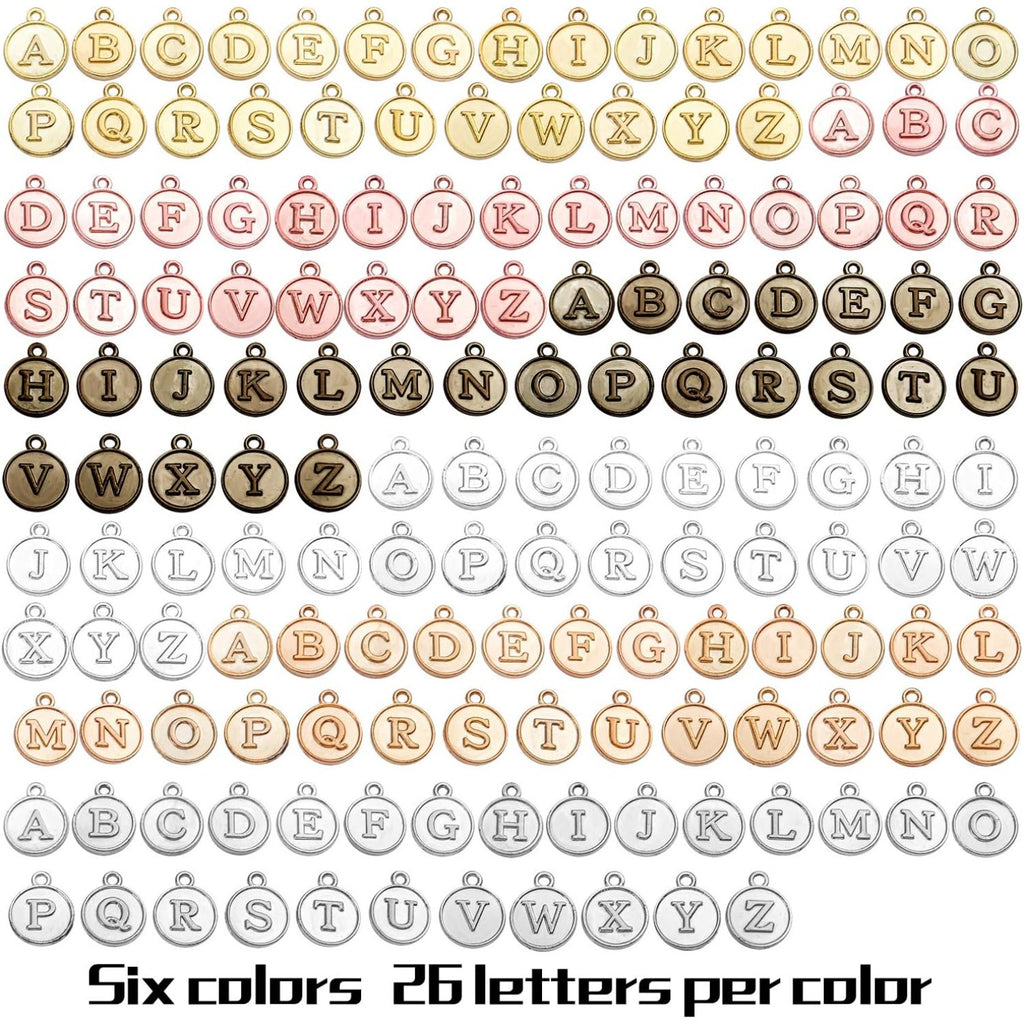 4 Sets(104 pcs) Alloy A-Z Initial Alphabet Letter Mixed Charms Pendants for DIY Jewelry Making,Bracelet and Crafting