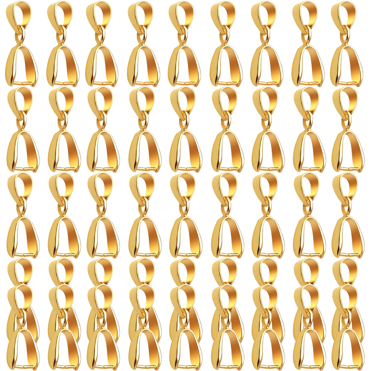 45pcs 3 Sizes Pinch Clip Bails Brass Claw Bail Finish Necklace Pendant Clasps Dangle Charm Bead Connectors Findings for DIY Craft Jewelry Making, 3 Colors