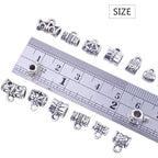 100g (About 130-170pcs) Mixed Antique Tibetan Silver Bail Beads,Spacer Bead,Bail Tube Beads,Bracelet Charms,Necklace Pendants for Jewelry and Craft Making(Small Size)