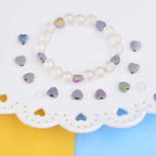 30pcs Alloy Heart Shape Spacer Beads Small Shiny Heart Love Loose Beads Handmade Accessories for DIY Bracelet Necklace Earrings Jewelry Making Valentine's Day, Rainbow Color