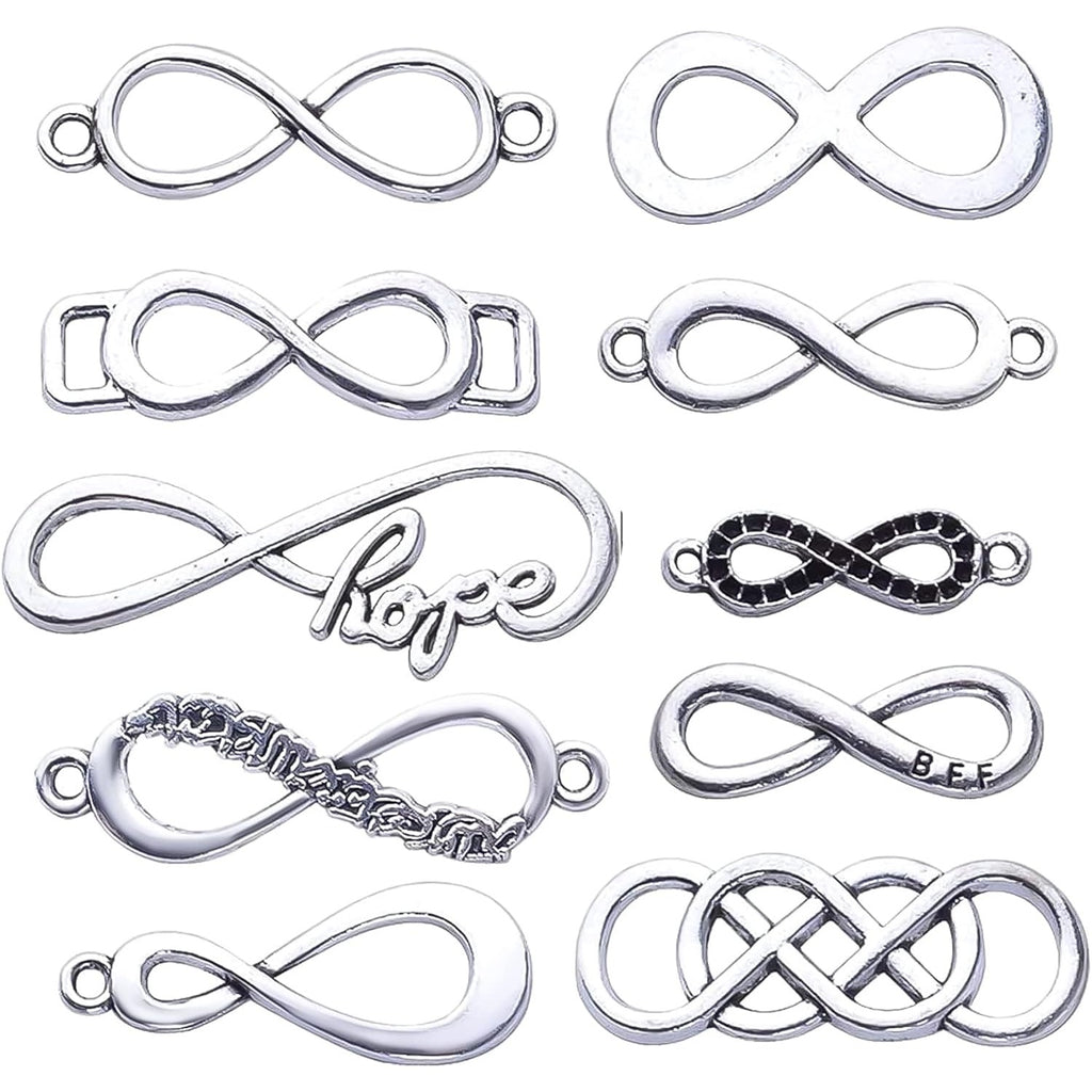 50pcs Mixed Infinity Symbol Charms Pendants for Crafting, Jewelry Findings Making Accessory for DIY Necklace Bracelet
