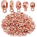 100 Gram Rose Golden Bail Tube Beads Alloy Bail Beads Connectors Tube Rondelle Spacer Bead Hanger Links for DIY European Bracelet Pendant Jewelry Making, 5 Styles